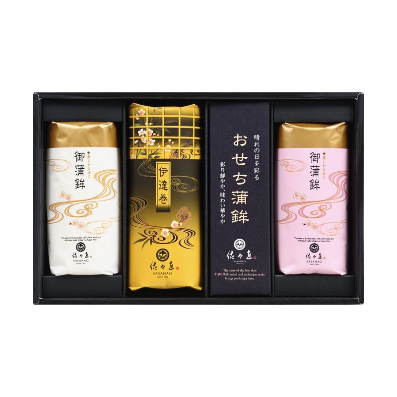 おせち-501 (紅白板蒲鉾と伊達巻 合計3本 化粧箱入)