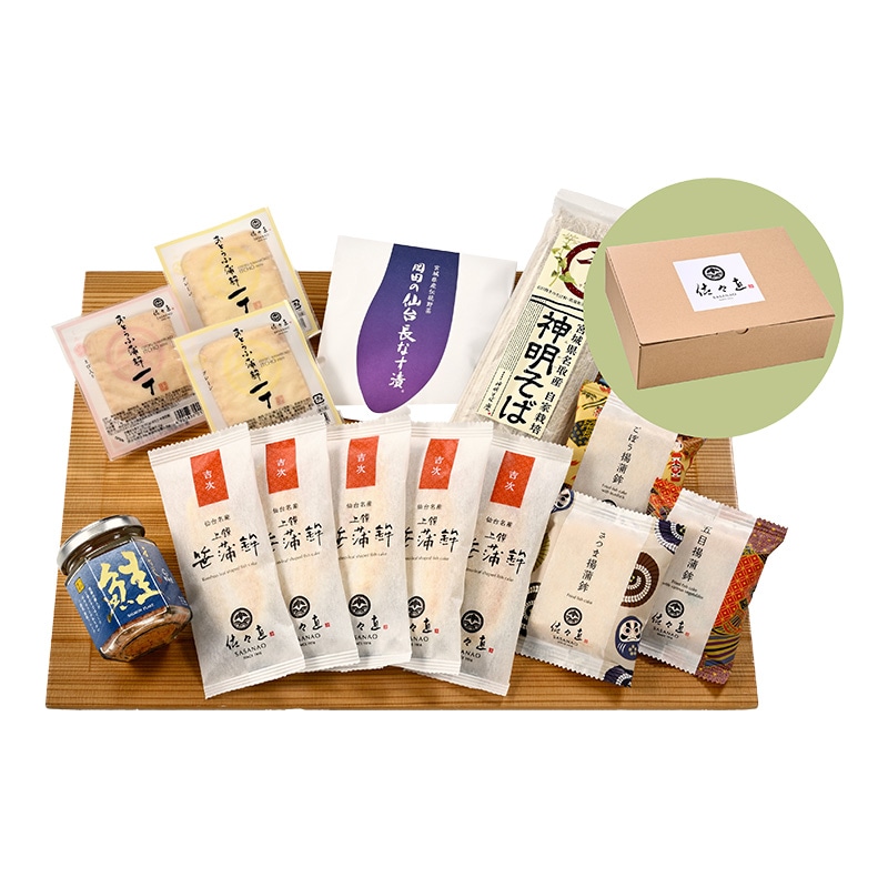 伊達-413 (送料込！宮城の名産品3品とかまぼこ11枚のご自宅用セット)