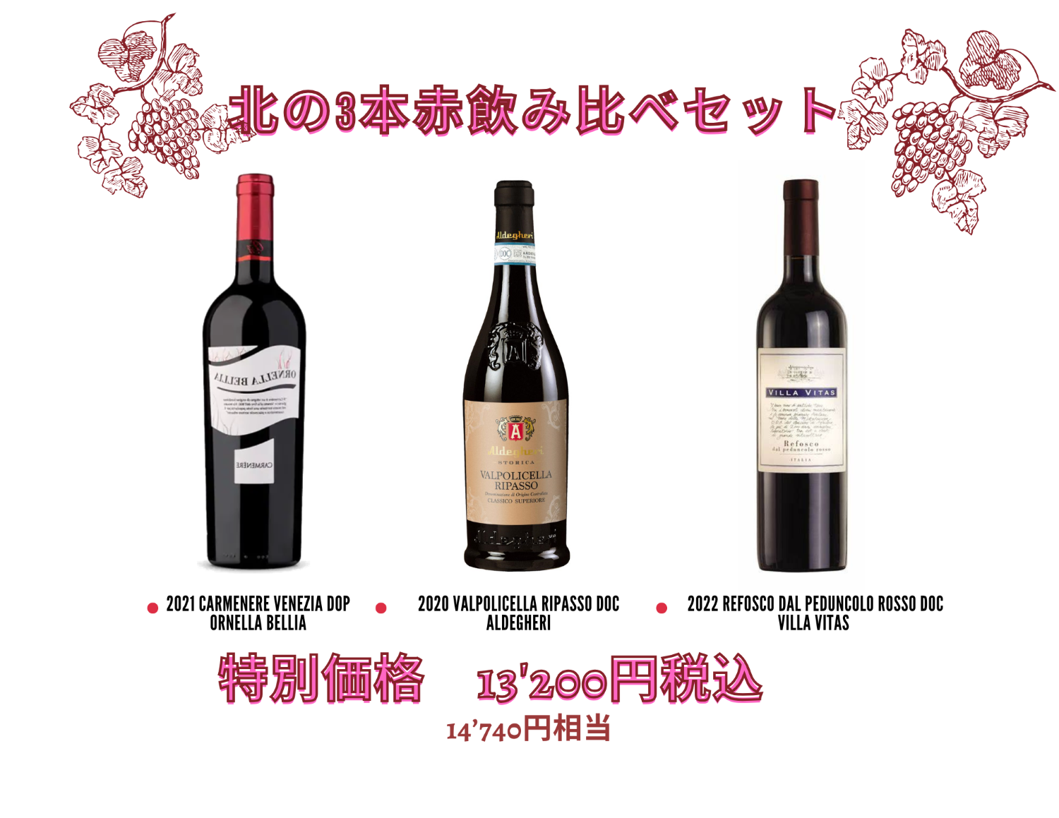 北の濃厚赤ワインセット 3本