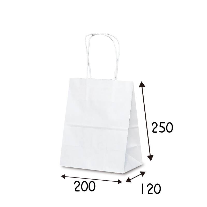 ケース販売】紙袋 T－2 白無地 200枚 <br>サイズ 200×120