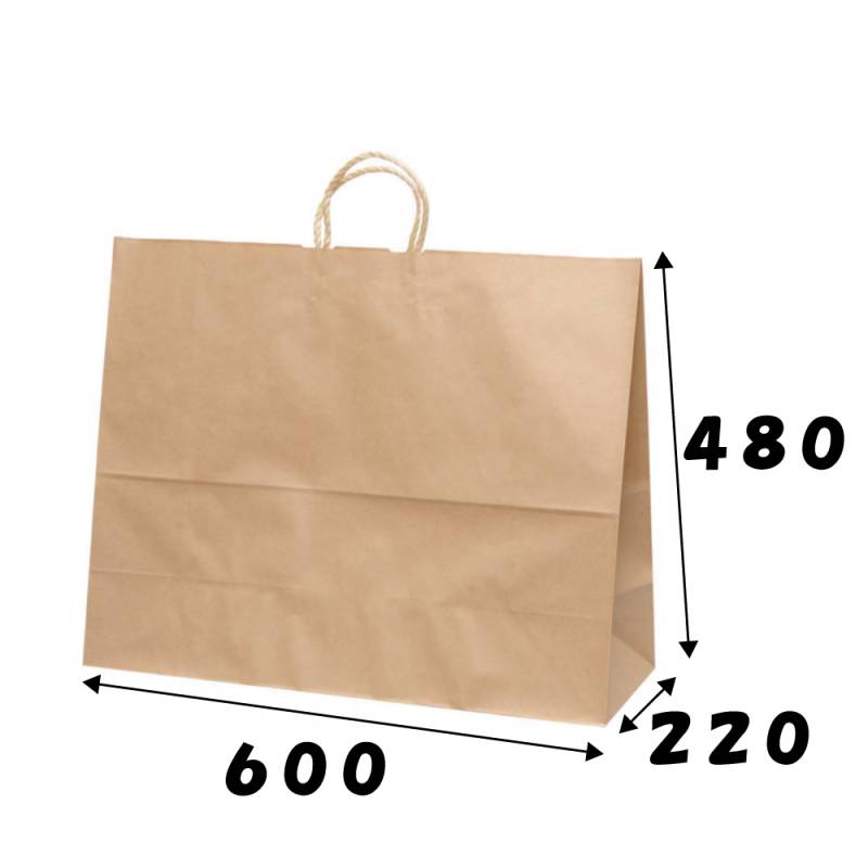 紙手提げ袋 HV160 未晒 25枚 幅600×マチ220×高さ