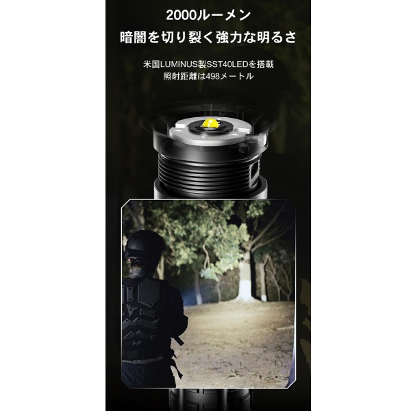 WUBEN T1 懐中電灯 2000ルーメン IP68 Wuben T1 Tactical Flashlight - 2000 Lumens Powerful Self Defense
