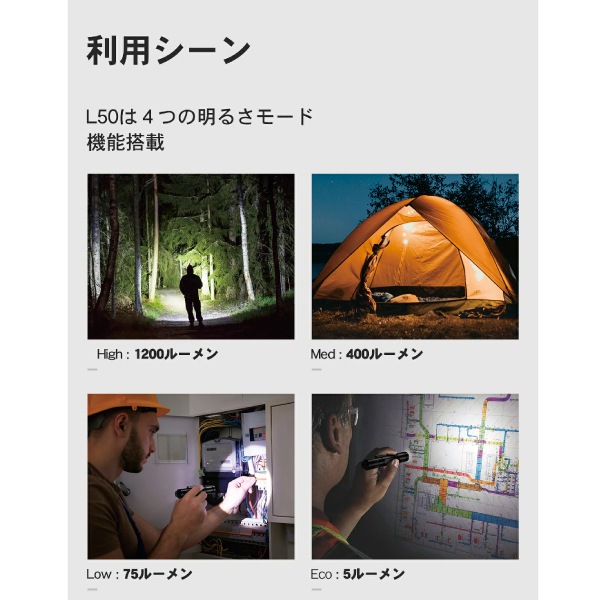 L50C コンパクト1200ルーメン！【WUBEN】｜WUBEN（ウーベン