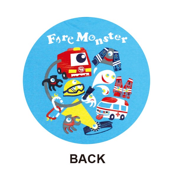 在庫限り】saversオリジナルTシャツ Fire Monster キッズ用 (アクア