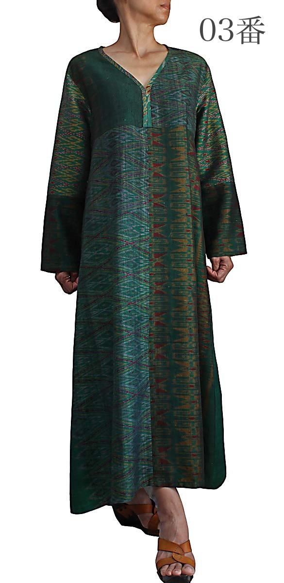 オールドタイシルクカミーズドレス オールドタイシルク ドレス ワンピース さわんアジア衣料雑貨店草木染めと手織り綿を纏う生活