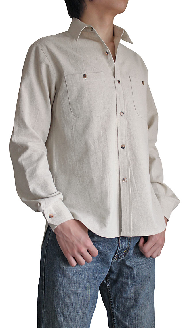 ヘンプのメンズシャツ（ナチュラル） | シャツ・ブラウス・チュニック