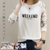 七分袖 スウェット Tシャツ トレーナー レディース ロングスリーブ 袖 透け感 ラフ 韓国 お洒落 春 秋|トップス|レディースファッション
