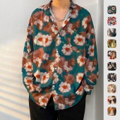 メンズ ヴィンテージ柄 総柄 ドレスシャツ 長袖 シャツ オーバーサイズ ゆったり ルーズ ビッグシルエット モード系 レトロ 韓国 お洒落 春 秋 冬|トップス|メンズファッション