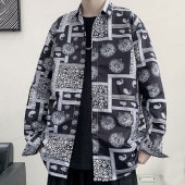 メンズ カジュアルシャツ 長袖 トップス 総柄 オーバーサイズ ゆったり ルーズシルエット 韓国ファッション お洒落 春 秋|トップス|メンズファッション