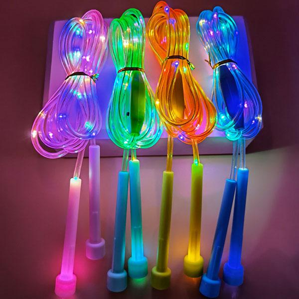 LED 光る 縄跳び なわとび ライト フラッシュ 快適 グリップ ロープ 