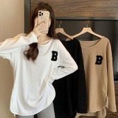 【セール】即納 安い アシンメトリー サイドスリット カットソー レディース 長袖 Tシャツ トップス ロングスリーブ リブ スリムフィット 細身 シルエット 英字ロゴ お洒落 春 夏 送料無料|トッ