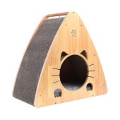 猫用 三角型 爪とぎハウス キャットハウス 猫型トンネル 室内 子猫用 持ち手 組み立て 運動不足 ストレス解消 インテリア 可愛い おしゃれ 持ち運び|ペット用品|ペット用品