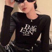 【セール】即納 安い レディース スリムフィット 長袖 Tシャツ 英字 プリント ロングTシャツ カットソー インナー トップス タイト シルエット クール 大人 お洒落 春 秋 送料無料