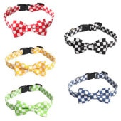 ペット用 チェッカーフラッグ柄 首輪 リボン 格子柄 犬の首輪 猫の首輪 耐久性 バックル式 着脱 取り外し可 散歩 お出掛け プレゼント お洒落 犬猫兼用|ペット用品|ペット用品