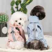 犬用 レインコート パーカー レインウェア ドッグウェア フード付き 撥水加工 防水 反射ライン 通気性 雨具 カッパ 梅雨対策 お出掛け 散歩 紐 調整|ペット用品|ペット用品