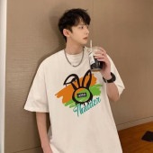 メンズ 半袖 Tシャツ トップス カットソー ウサギ フロント プリント ビッグシルエット ルーズ ストリート系 スケーター 韓国風 春夏|トップス|メンズファッション