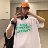 メンズ フロント プリント 半袖 Tシャツ カットソー トップス 丸首 ミドル丈 ラフ 大きいサイズ ゆったり ビッグシルエット ルーズ 体型カバー お洒落 春 夏|トップス|メンズファッション