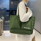 ポケット付き トートバッグ ファスナー付き 大容量 レディース メンズ 鞄 バッグ 男女兼用 ショルダーバッグ スクエアバッグ 通勤 通学 フィットネス 旅行|ユニセックス雑貨|ユニセックスファッショ