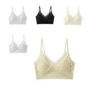 レディース レース シースルー ノンワイヤーブラ ブラジャー インナー 下着 脇高 一体式 マンゴー型カップ ストラップ フェミニン 肌触り 調整|下着・靴下・部屋着|レディースファッション