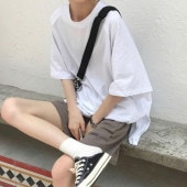 レディース 半袖 カットソー Tシャツ トップス サイドスリット 通気性 ゆったり ビッグシルエット 肌触り 可愛い シンプル 無地 お洒落 春 夏|トップス|レディースファッション