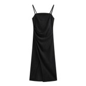 レディース キャミソールワンピース 裾 スリット ワンピース タイト ドレス ミモレ丈 膝下 ボディライン 韓国風 上品 大人 無地 シンプル お洒落 春 夏|ワンピース・チュニック|レディースファッ