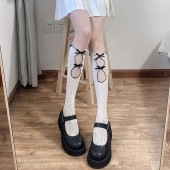 レディース ロング丈 リボンソックス フリーサイズ レース フリル ストッキング 靴下 ソックス 薄手 キュート ロリータ 可愛い お洒落|下着・靴下・部屋着|レディースファッション