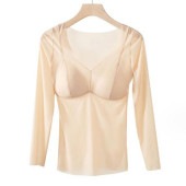 レディース 長袖ブラトップ カップ付インナー 胸パッド内蔵 一体型 フリーサイズ 3カラー 肌着 薄い 肌ざわり良い 快適 通気性 おしゃれ オールシーズン|下着・靴下・部屋着|レディースファッション