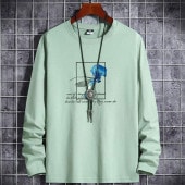 メンズ ロング スリーブ Tシャツ 長袖 カットソー インナー トップス イラスト プリント 耐摩耗性 伸縮性 スリムフィット 大きいサイズ お洒落 春 秋|トップス|メンズファッション