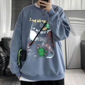 メンズ ビッグシルエット プリント プルオーバー スウェット 長袖 トップス オーバーサイズ ゆったり ラフ カジュアル ストリート系 可愛い お洒落 秋 冬|トップス|メンズファッション