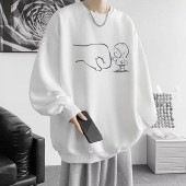 メンズ イラスト柄 プルオーバー スウェット 長袖 トップス 大きいサイズ ゆったり 体型カバー カジュアル ビッグシルエット モノトーン 可愛い お洒落 秋 冬|トップス|メンズファッション