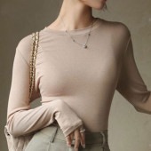 【セール】即納 安い レディース ロングスリーブ Tシャツ 長袖 カットソー トップス ラウンドネック 首元 スリム モダール生地 吸湿性 暖かい 着心地 無地 お洒落 春 秋 冬 送料無料|トップス