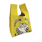 レディース ネコ柄 ニット ハンドバッグ トートバッグ 編みバッグ カジュアル バッグ 幅広 手持ち 折り畳める 可愛い お洒落|バッグ・リュック|レディースファッション