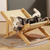猫用 爪とぎ付き デッキチェア型 キャットハンモック サイザル麻製 耐久性 ゆったり リラックス 角度 4段階 調節 ストレス解消 遊び場 インテリア|ペット用品|ペット用品