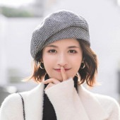 レディース ベレー帽 ウール混 型崩れしにくい ふんわり風合い フェミニンさ 大人かわいいシルエット レトロ 千鳥柄 千鳥格子 おしゃれ 秋冬|ファッション小物|レディースファッション