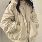 レディース アウター ジャケット ファー リバーシブル パーカー 2WAY ブルゾン ゆったり フード付き カジュアル 韓国ファッション 秋 冬|コート・アウター|レディースファッション