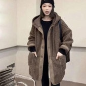 レディース アウター 長袖 ミドル丈 ボアコート 裏キルティング フード付き ジャケット 暖かい ゆったり 防寒 防風 秋 冬|コート・アウター|レディースファッション