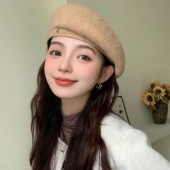 レディース ハット 帽子 ふわふわ ワンポイント ベレー帽 レトロ カジュアル シンプル 無地 小顔効果 秋 冬 おしゃれ|ファッション小物|レディースファッション