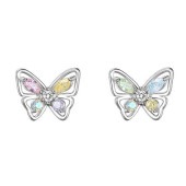 レディース バタフライ ピアス シルバー999 シルバーピアス ラインストーン アクセサリー ギフト プレゼント エレガント 可憐 華やか 美しい 上品 お洒落|ファッション小物|レディースファッショ