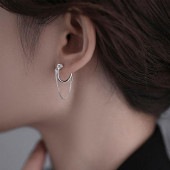レディース チェーンフープピアス シルバーピアス リング アクセサリー シルバー999 ギフト プレゼント 金属アレルギー対応 煌めき 輝く 美しい 上品 お洒落|ファッション小物|レディースファッシ