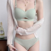 レディース シームレス ブラジャー ショーツ セットアップ 上下セット ノンワイヤー 下着 立体カップ 小胸 脇高 響かない スタイル シルエット 美しい シンプル