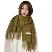 レディース チェック柄 マフラー ショール 大判 ストール ロングマフラー フリンジ ブランケット 厚手 通勤 通学 膝掛け 保温性 柔らかい 暖かい お洒落 秋 冬|ファッション小物|レディースファ