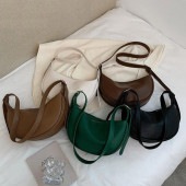 レディース ミニショルダーバッグ ハーフムーン ムーンバッグ バッグ ストラップ PUレザー 合皮 肩掛け 斜め掛け 調節 シンプル お出掛け お洒落 収納