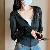 レディース ラッシュガード 長袖 指穴付き フード付き パーカー 薄手 通気性 吸湿性 UVカット 日焼け止め レジャー アウトドア 海 プール マリンスポーツ 釣り|トップス|レディースファッション