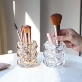 小物入れ 水玉ガラス製 クリア収納ケース 文具入れ 化粧品入れ メイクブラシケース 化粧ブラシホルダー メイクブラシスタンド おしゃれ|雑貨|インテリア・日用品