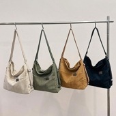 レディース コーデュロイ トートバッグ 2WAY リュック 背負い 肩掛け 斜め掛け 大きめ マチが広い 大容量 A4 ファスナー付き おしゃれ