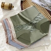 レディース シームレスショーツ 接触冷感 アイスシルク 涼しい ハイウエスト お腹引き締め レース 抗菌 薄手 通気性 蒸れにくい 柔らかい 響きにくい 快適 夏|下着・靴下・部屋着|レディースファッ