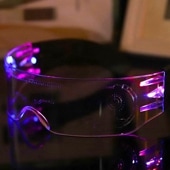 LEDメガネ 発光 7色 光る 電池式 ボタン電池 サイバー風 サイバーパンク サングラス デザイン眼鏡 おしゃれ 軽い 軽量 コスチューム クラブ ライブ パーティー ユニーク|ユニセックス雑貨|ユ