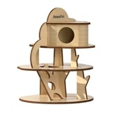 小動物用 ツリーハウス 木製 Sサイズ21×23cm Mサイズ23×16cm 簡単組み立て 丈夫 2階建て 階段 はしご付き 遊び場 ハムスター モルモット モモンガ リス マウス