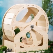 ハムスター 小動物用 回し車 30×28×16.1cm 外径28cm 木製 静音 サイレントホイール 運動不足 ストレス解消 天然木 安全 爪のケア 組み立て簡単 シマリス