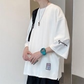 メンズ アイスシルク 接触冷感 クルーネック Tシャツ カットソー 半袖 トップス 大きいサイズ 通気性 伸縮性 柔らかい 肌に優しい ワンポイント お洒落 春 夏|トップス|メンズファッション